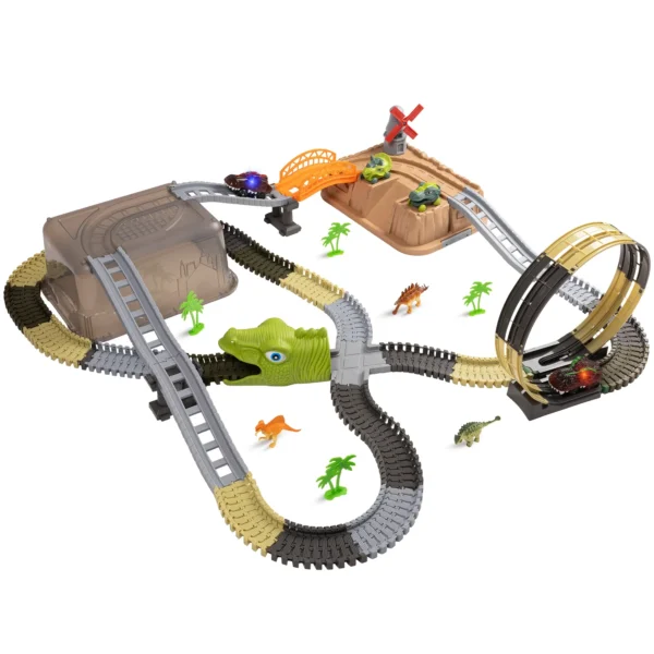 Dinosaur Themed Car Race Track with Storage Box