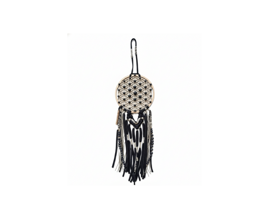 macrame black Flower of Life Black Macrame - Image 1