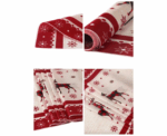 Snowflakes and Reindeer Table Runner in Red Beige - Image 