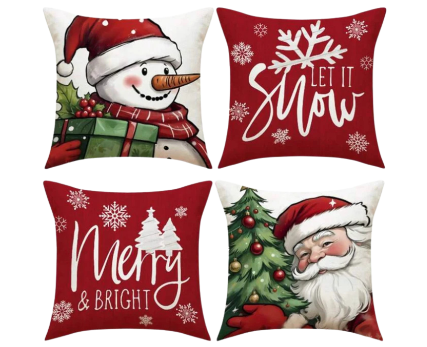 set of 4 cushions 1 Cushion Covers Set in Red White - Image 1