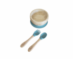 Bamboo Feeding Set - Silicone Suction Base Bowl And Utensils - Image 