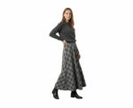 Maxi Grey Checked Skirt With Side Pockets - Image 