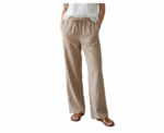 Light Brown Loose Fit Pant With Elastic Waist - Image 