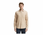 Tom Tailor Long Sleeved Beige Shirt With Chest Pocket - Image 