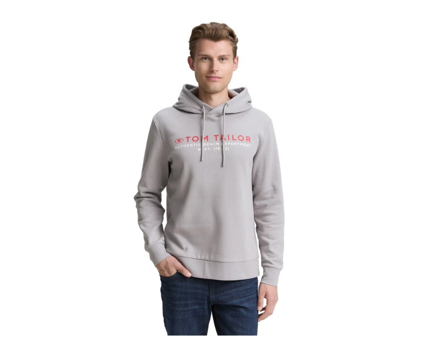 1 Tom Tailor Grey Hoodie with Logo Print - Image 1