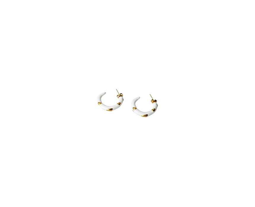1 White Hoops Earrings - Image 1