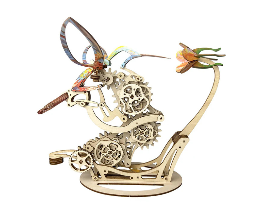 1 Red Hummingbird 3D Mechanical Wooden Puzzle - Image 1