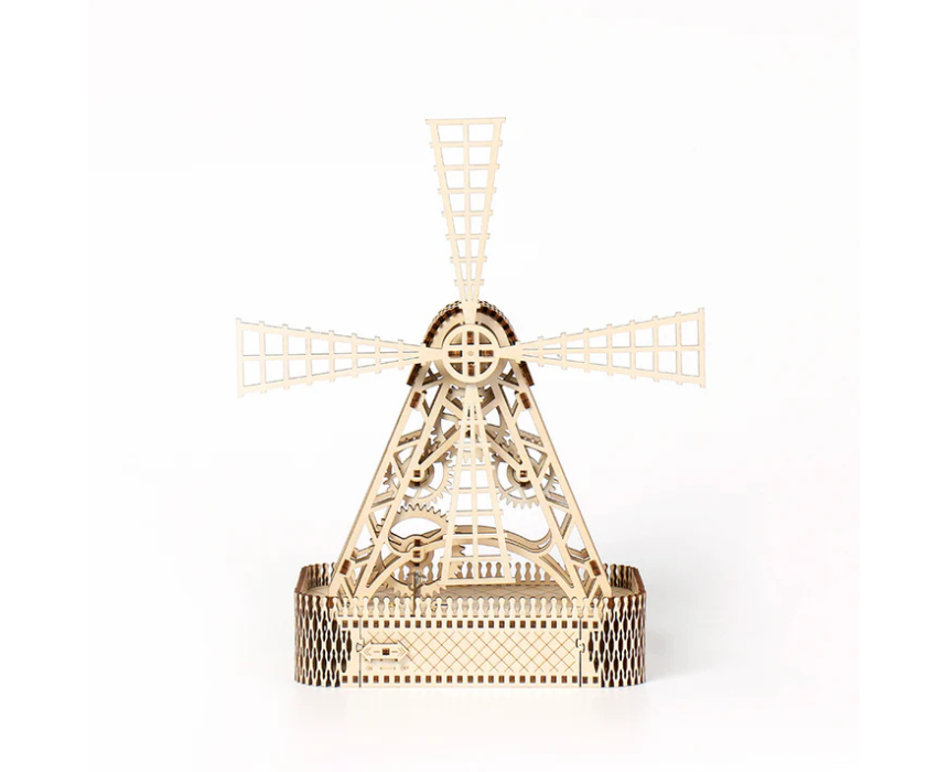 1 Rotatable Windmill 3D Mechanical Wooden Puzzle With Music Box - Image 1