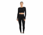 Seamless Leggings + Crop Top Full Black (Women) - Image 