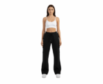 Flare Yoga Pants Black Cotton Baggy With Pockets (women) - Image 