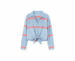 Blue Knot Oversized Shirt with Red Wavy Trim - Image 