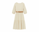 Beige Dress with Belt - Image 