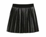 Black Faux Leather Pleated Skirt - Image 