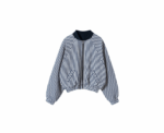 Oversized Striped Balloon-Sleeve Jacket - Image 