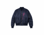 Shiny Navy Satin Bomber Jacket - Image 