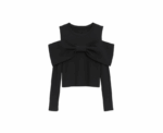 Black Top with Oversized Front Bow - Image 