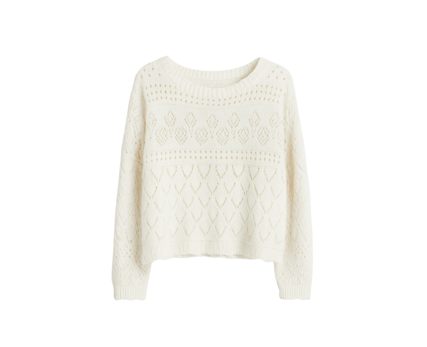 1 Open-Knit Pattern Sweater - Image 1