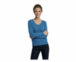 Indigo Long Sleeve V-Neck Sweater - Image 