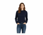 Navy Round Neck Ribbed Long Sleeve Sweater - Image 