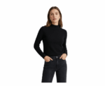 Long Sleeved Black Sweater Stand up Collar - Image 