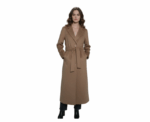 Latte Long Chamois Coat With Side Pockets - Image 