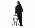High Neck Ribbed Black Sweater With Pant - Image 
