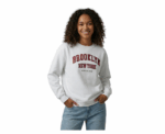 Long Sleeve Fleeced White Pullover with Front Print Design - Image 
