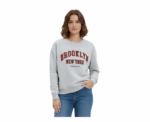 Long Sleeve Fleeced Grey Pullover With Front Print Design - Image 