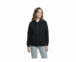 Long Sleeve Fleeced Black Jacket With Zipper To Close - Image 