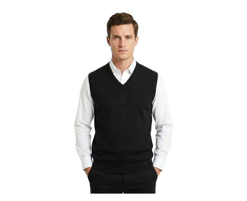 1 Damat Black Sleeveless V- Neck Pullover - Image 1
