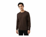 Damat Round Neck Knitwear Dark Brown Long Sleeve Pullover - Image 
