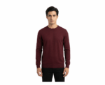 Damat Round Neck Knitwear Bordo Long Sleeve Pullover - Image 