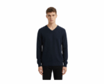 Damat Long Sleeve V- Neck Knitwear Navy Pullover - Image 