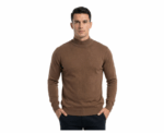 Damat Brown High Neck Knitted Pullover - Image 