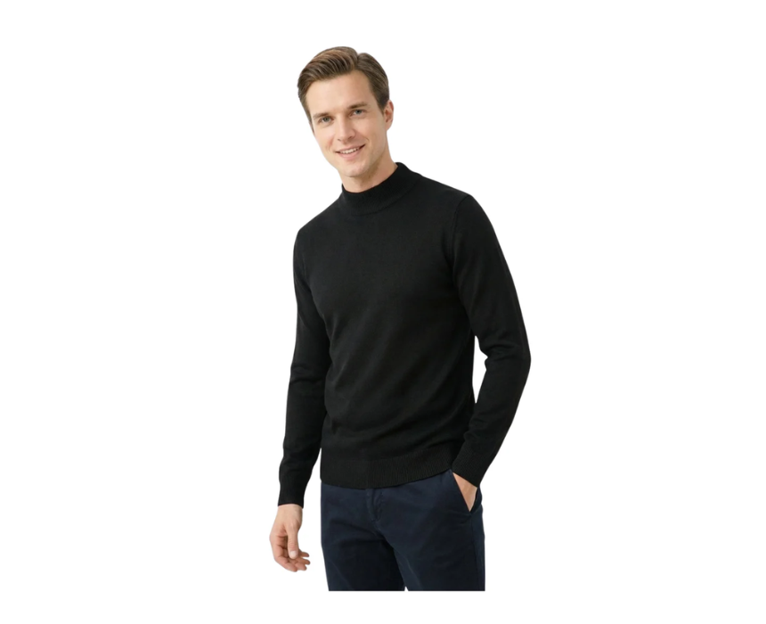 1 Damat Black High Neck Knitted Pullover - Image 1