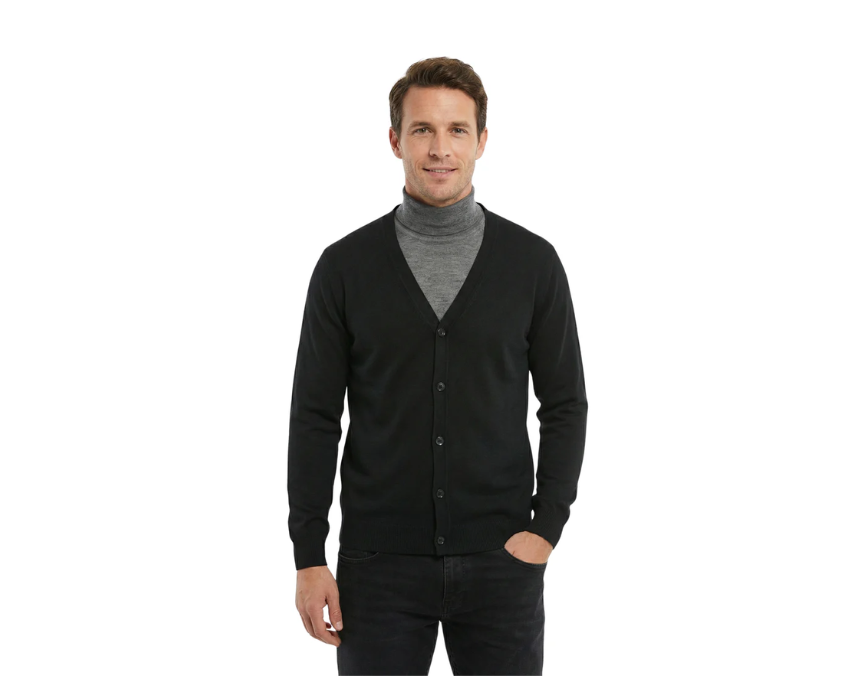 1 Damat Long Sleeve Black Pullover With Button To Close - Image 1