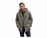 Damat Long Sleeve Fild Double Layer Beige Hooded Jacket - Image 