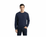 Damat Long Sleeve Navy Sweater With Front Design - Image 