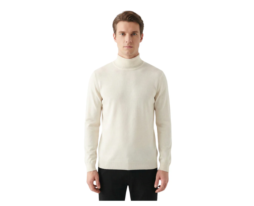 1 Damat Long Sleeve Turtleneck Knitwear Offwhite Pullover - Image 1