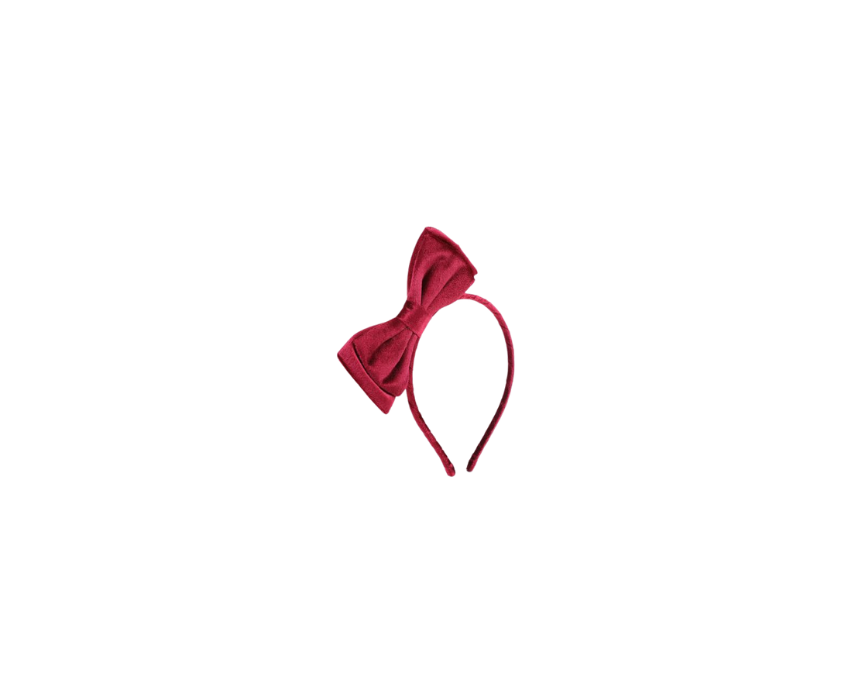 10 Red Bow Velvet Hairband - Image 1