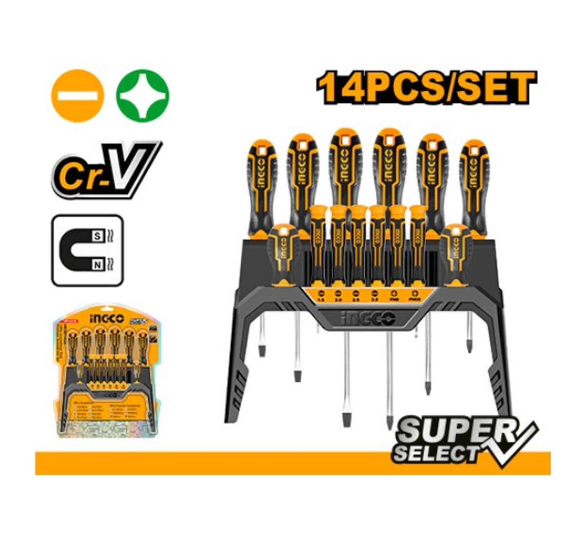 INGCO 14pcs screwdrivers set with table stand - Image 