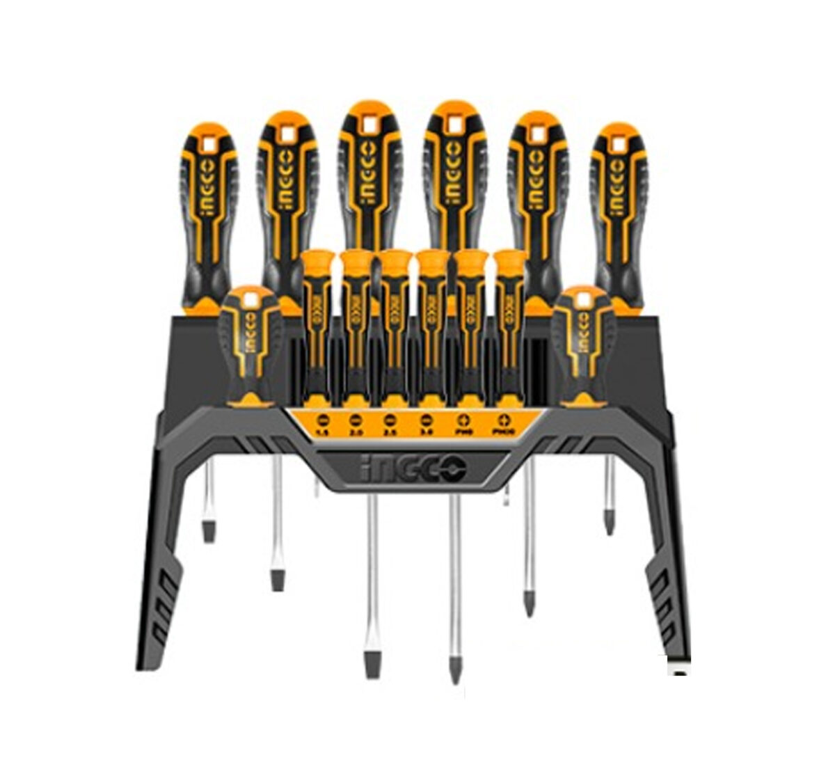 12 INGCO 14pcs screwdrivers set with table stand - Image 1
