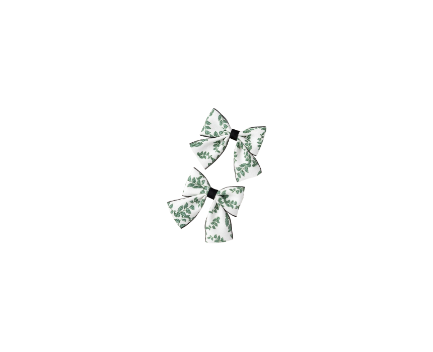 14 Bow in White and Green - Image 1