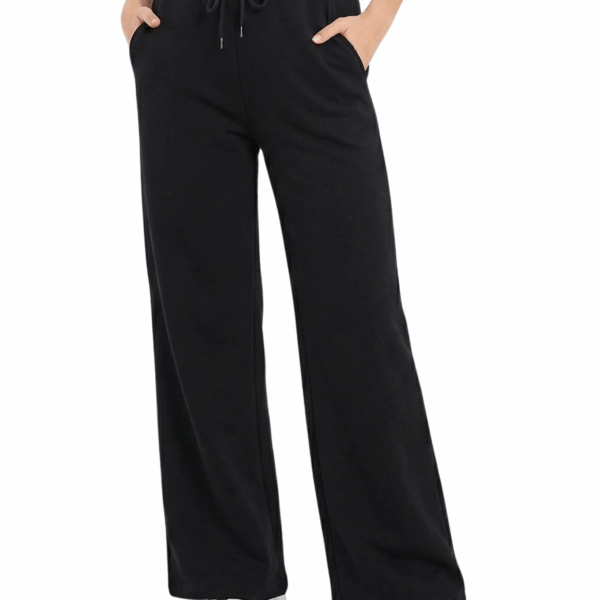 Black Jogging Fleeced Wide Leg