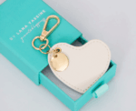 Off White Vegan Leather Heart Keychain - Image 