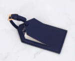 Navy Vegan Leather Luggage Tag - Image 