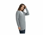 Grey Long Sleeve Buttoned Cardigan With Attached Pockets - Image 