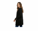 Black Long Sleeve Buttoned Cardigan With Attached Pockets - Image 