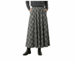 Maxi Grey Checked Skirt With Side Pockets - Image 