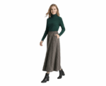 Maxi Brown Checked Skirt With Side Pockets - Image 